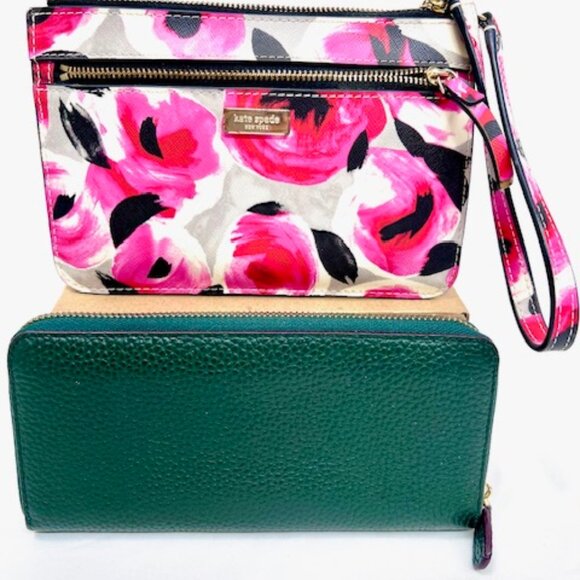 kate spade Handbags - 2)Wallet Kate Spade Pink leather convas & Other Wallet Full Zip Leather Green(69